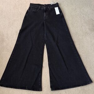 7 For All Mankind Black Wide Leg Jeans